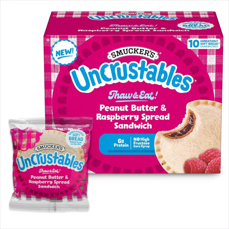 Uncrustables Peanut Butter & Raspberry Spread Sandwich 10CT