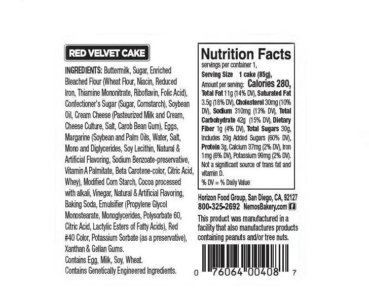 Nemo's Red Velvet Cake Square 6CT