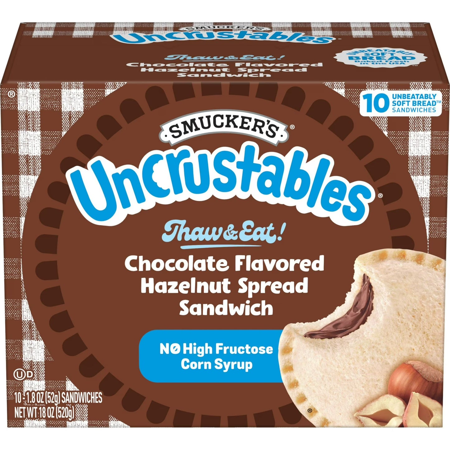 Uncrustables Chocolate Flavored Hazelnut Spread Sandwich 10CT
