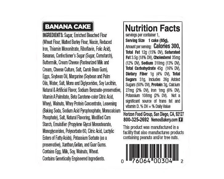 Nemo's Banana Cake Square 6CT