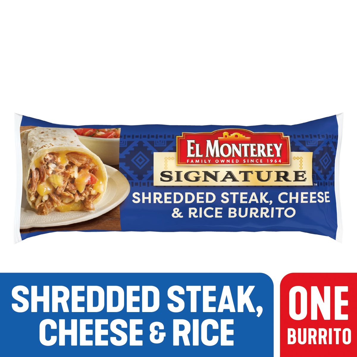 El Monterey®️ Signature Single Serve Shredded Steak, Cheese & Rice Burritos