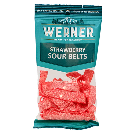 Werner Sour Belts Strawberry 6CT