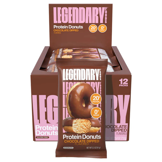 Legendary Chocolate Dipped Protein Donuts 12CT