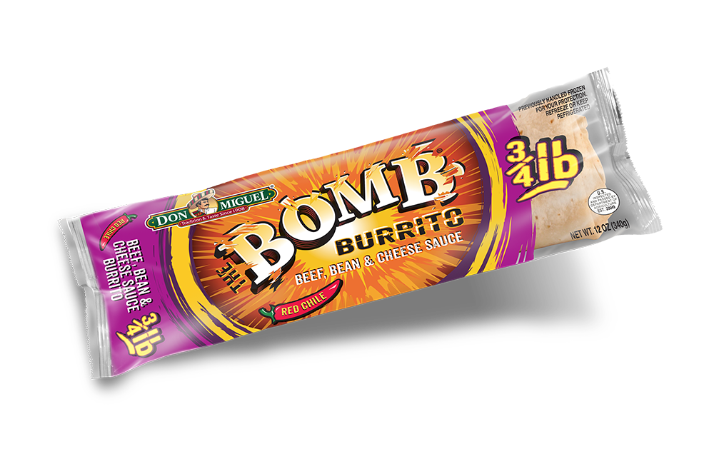 THE BOMB® Beef, Bean & Cheese Sauce with Red Chile Burrito