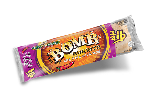 THE BOMB® Beef, Bean & Cheese Sauce with Red Chile Burrito