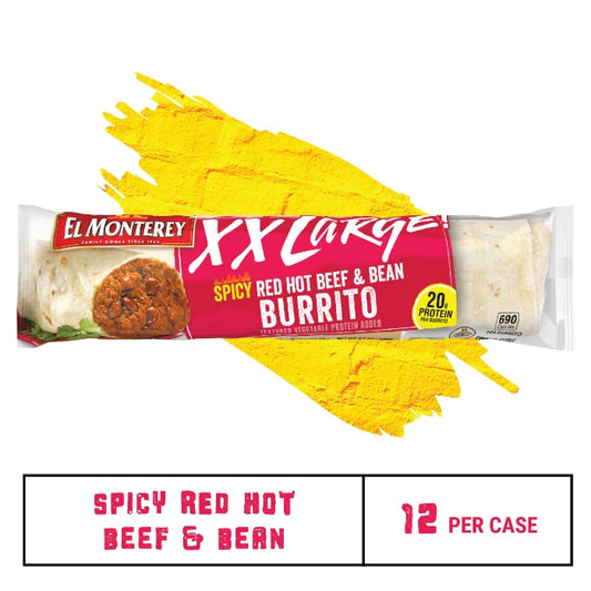 El Monterey®️ XXL Spicy Red Hot Beef & Bean Burritos 9.5 oz