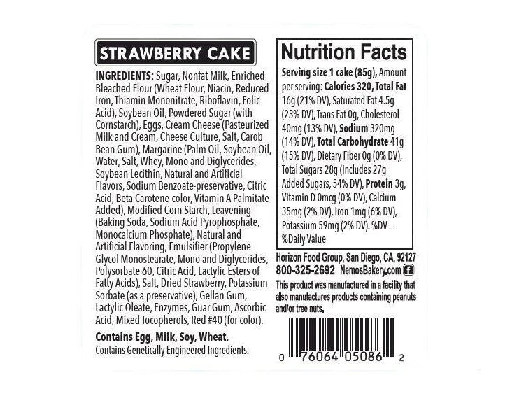 Nemo's Strawberry Cake Square 6CT